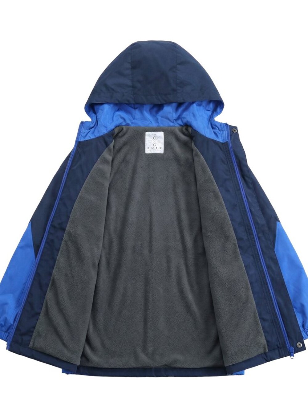 Mens Waterproof Rain Jacket Fleece Lined Hooded Windbreaker Coat with Zip Pocket - Picture 2 of 9